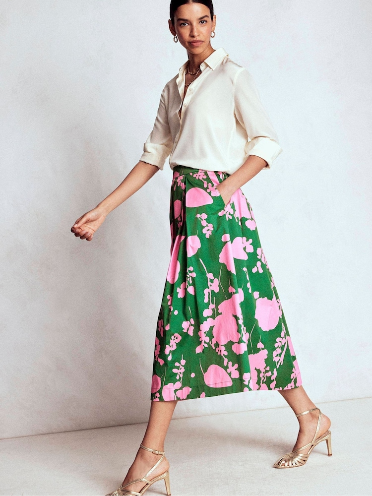 Boden Green Verity Cotton Midi Skirt - Image 1 of 5
