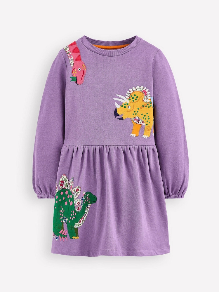 Boden Purple Appliqué Sweatshirt Dress - Image 1 of 3 Boden Purple Appliqué Sweatshirt Dress - Image 1 of 3