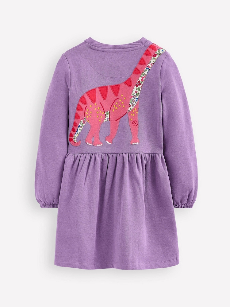 Boden Purple Appliqué Sweatshirt Dress - Image 2 of 3 Boden Purple Appliqué Sweatshirt Dress - Image 2 of 3