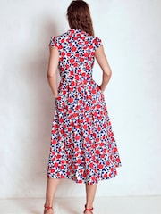 Boden Red Julia Cotton Wrap Midi Dress - Image 3 of 7