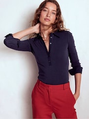 Boden Blue Collared Placket Jersey Shirt - Image 1 of 5