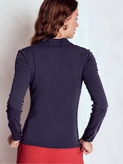 Boden Blue Collared Placket Jersey Shirt - Image 3 of 5