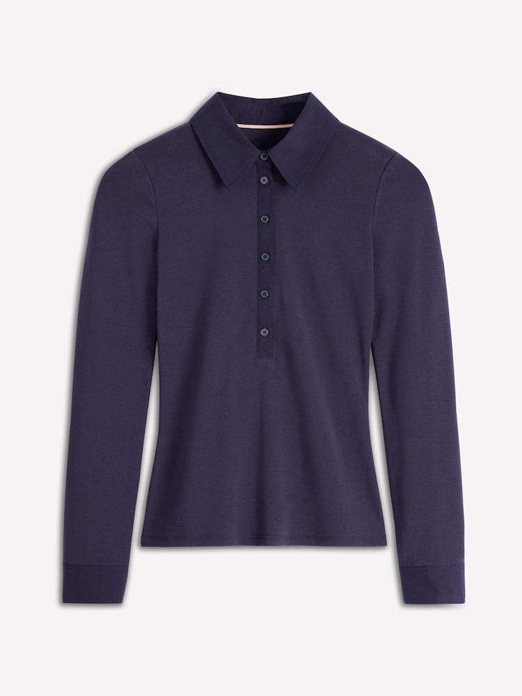 Boden Blue Collared Placket Jersey Shirt - Image 5 of 5