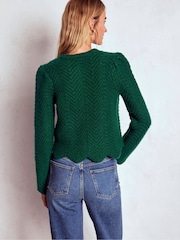Boden Green Chunky Chevron Knitted Jacket - Image 3 of 6