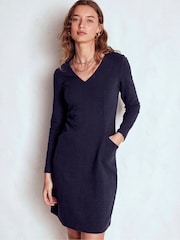 Boden Blue Ellen V-Neck Ottoman Dress - Image 1 of 6