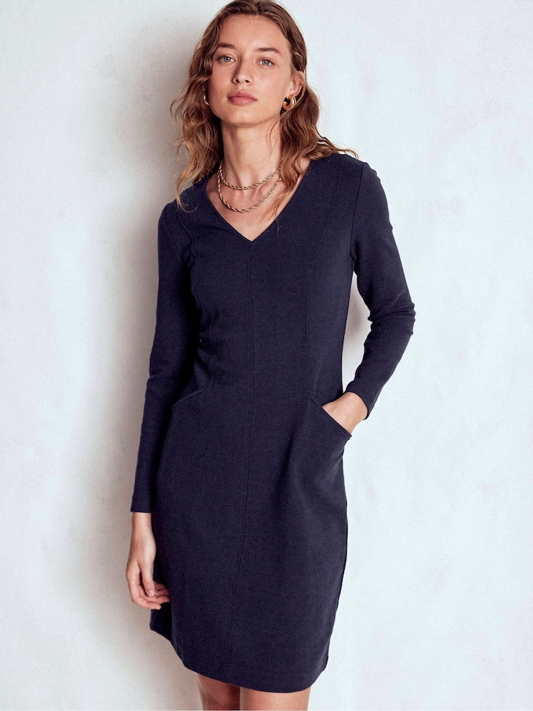 Boden Blue Ellen V-Neck Ottoman Dress - Image 1 of 6