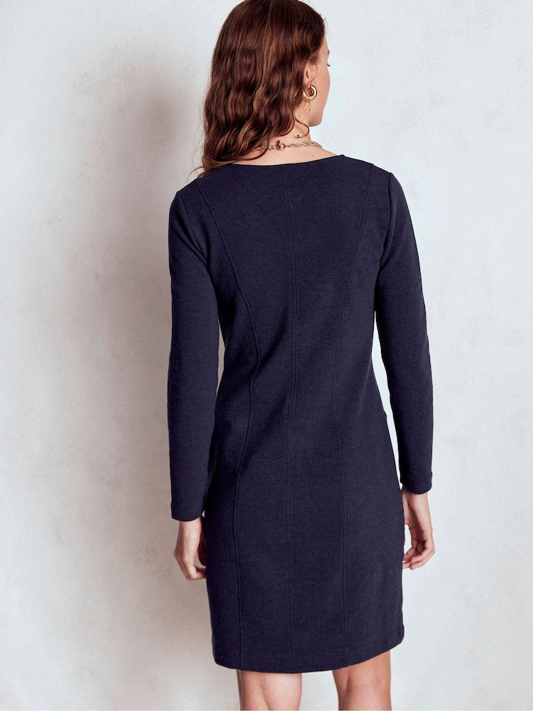 Boden Blue Ellen V-Neck Ottoman Dress - Image 2 of 6
