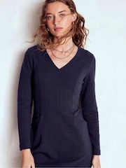 Boden Blue Ellen V-Neck Ottoman Dress - Image 3 of 6