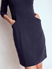 Boden Blue Ellen V-Neck Ottoman Dress - Image 4 of 6