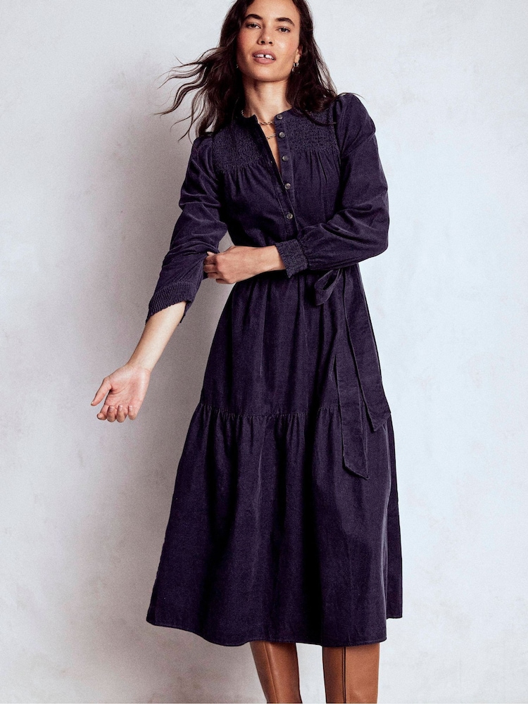 cord midi dress Ros Panelled Cord Midi Dress-Green Fir