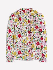 Boden Green Alice Frill Front Silk Blouse - Image 8 of 8