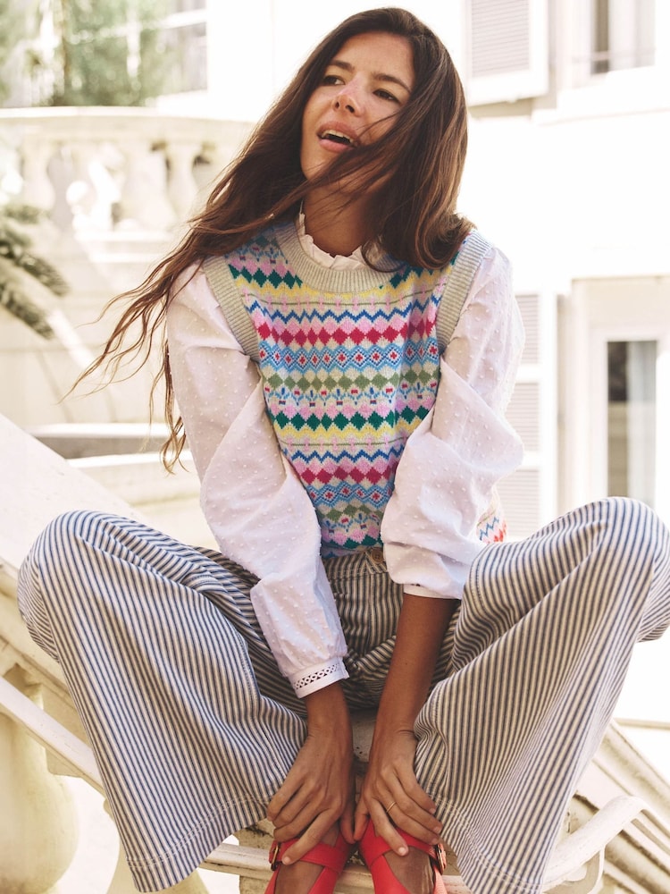 Boden Natural Edie Fair Isle Pattern Tank - Image 1 of 8
