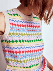 Boden Natural Edie Fair Isle Pattern Tank - Image 2 of 8
