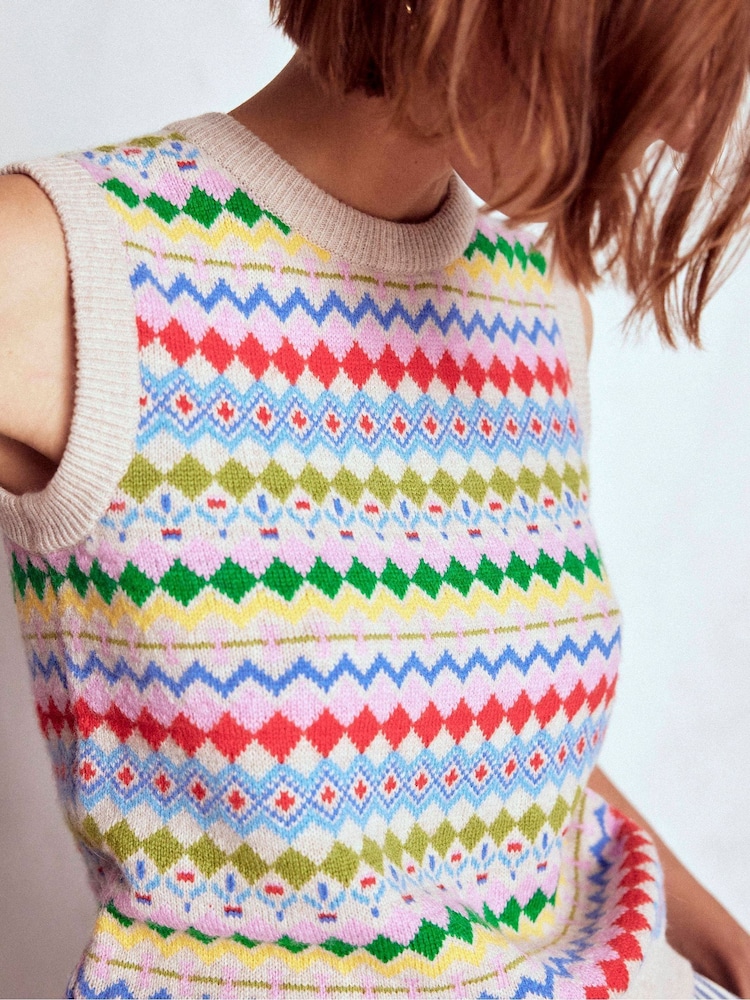 Boden Natural Edie Fair Isle Pattern Tank - Image 2 of 8
