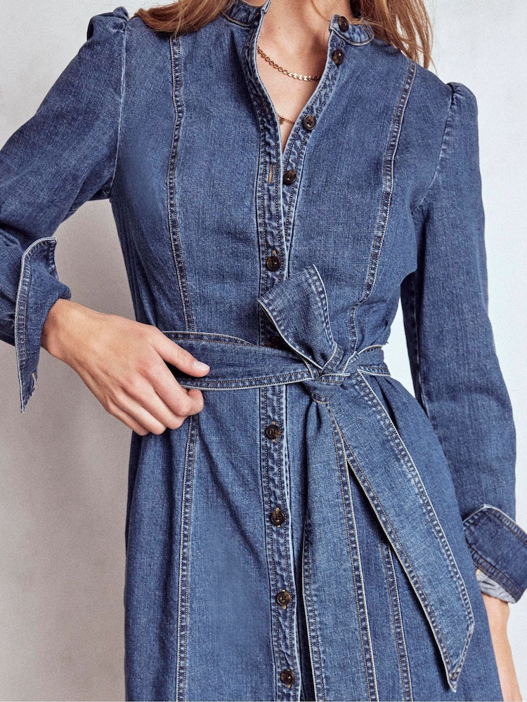 Boden Blue Bre Denim Short Dress - Image 2 of 6