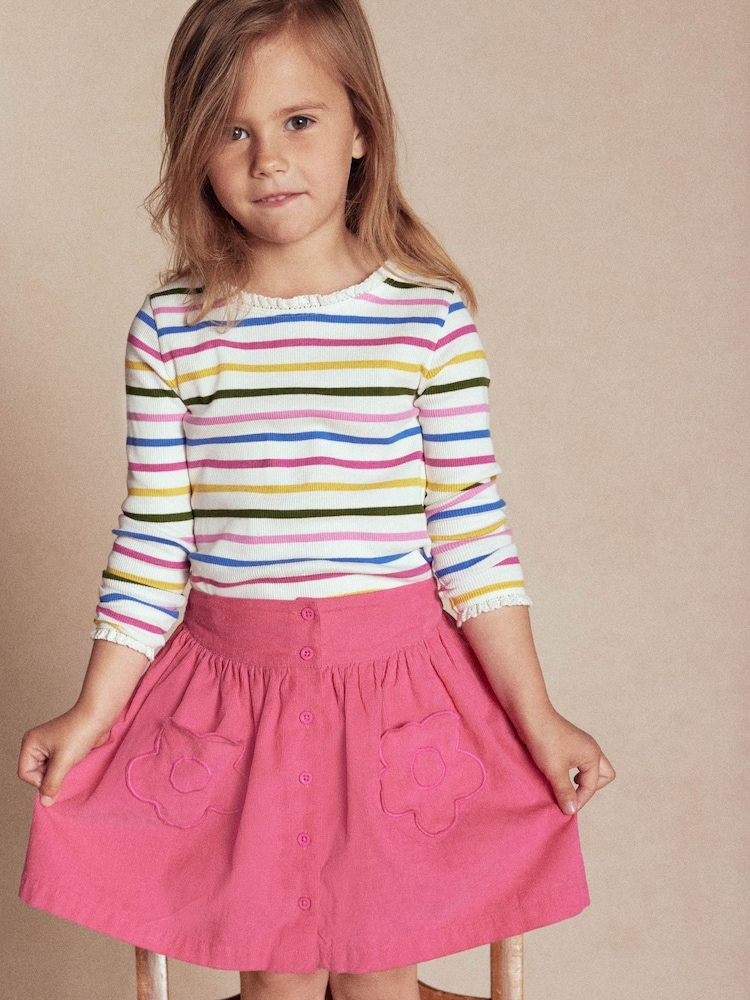 Boden Pink Mini Button through Skirt - Image 1 of 4