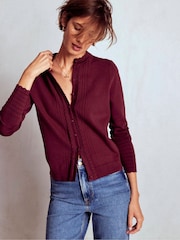 Boden Purple Angela Cotton Scallop Cardigan - Image 1 of 6