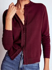 Boden Purple Angela Cotton Scallop Cardigan - Image 3 of 6