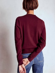 Boden Purple Angela Cotton Scallop Cardigan - Image 4 of 6
