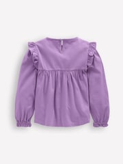 Boden Purple Embroidered Jersey Yoke Top - Image 2 of 3