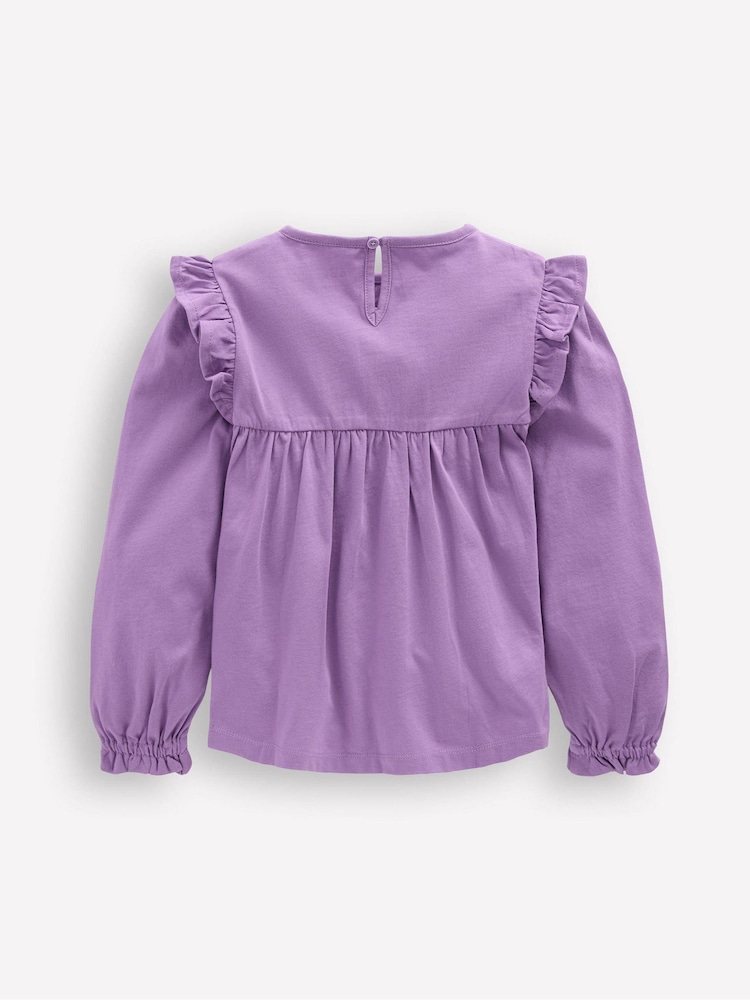 Boden Purple Embroidered Jersey Yoke Top - Image 2 of 3