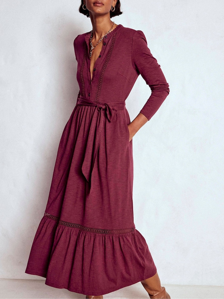 chinese dress ladies Tulle Ruffle Maxi Dress-Viola Purple