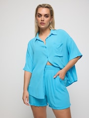 Yours Curve Blue LIMITED COLLECTION Zebra Print Crinkle Shirt - Image 2 of 6