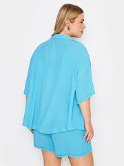 Yours Curve Blue LIMITED COLLECTION Zebra Print Crinkle Shirt - Image 5 of 6