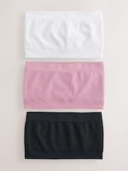 Black/Pink/White Seamless Ultimate Comfort Bandeau Bras 3 Pack - Image 1 of 11