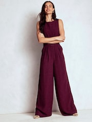 Boden Purple Gwen Slash Neck Jumpsuit - Image 1 of 5