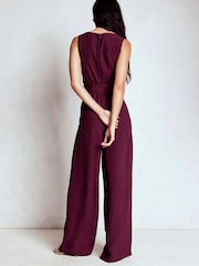 Boden Purple Gwen Slash Neck Jumpsuit - Image 3 of 5