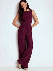 Boden Purple Gwen Slash Neck Jumpsuit - Image 4 of 5