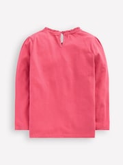 Boden Pink Frill Neck Appliqué T-Shirt - Image 2 of 3