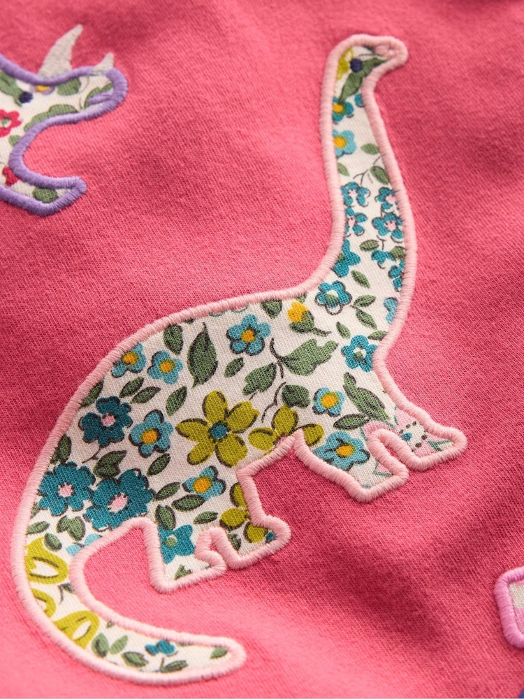 Boden Pink Frill Neck Appliqué T-Shirt - Image 3 of 3