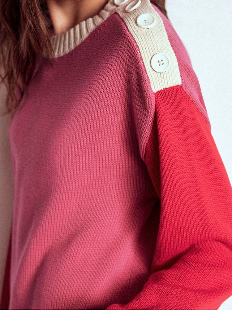 Boden Pink Jemma Chunky Cotton Jumper - Image 2 of 6 Boden Pink Jemma Chunky Cotton Jumper - Image 2 of 6