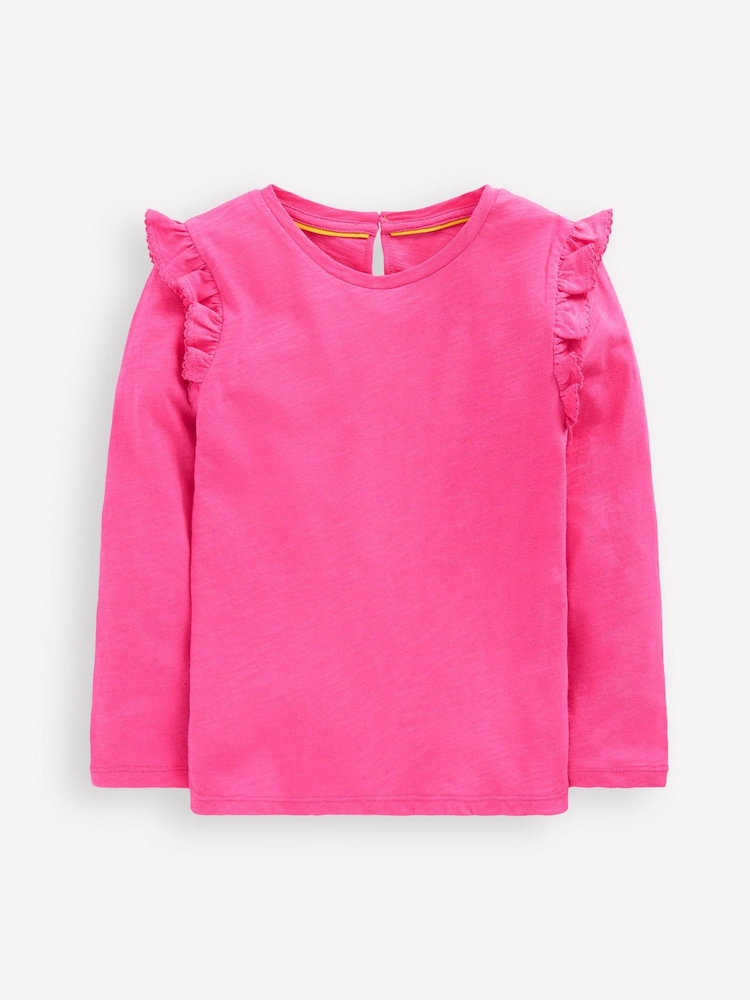 Boden Pink Frill Sleeve Slub Sweattop G5505 - Image 1 of 3 Boden Pink Frill Sleeve Slub Sweattop G5505 - Image 1 of 3