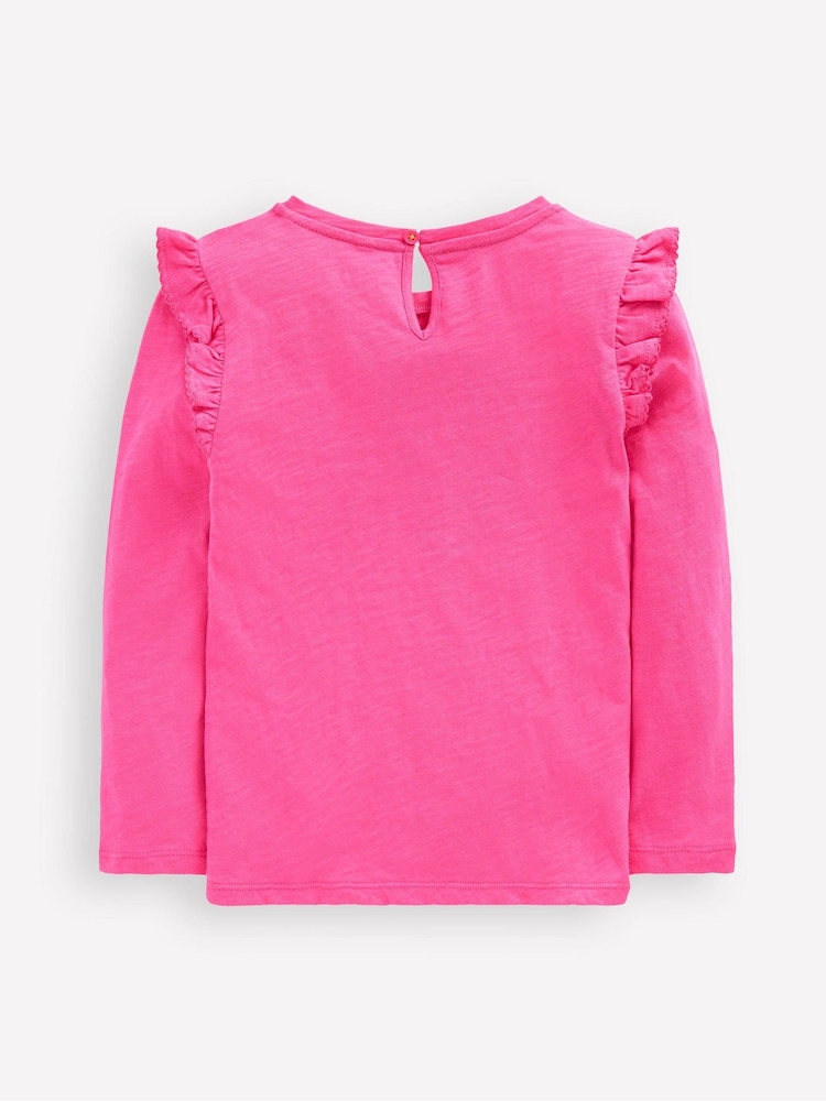 Boden Pink Frill Sleeve Slub Sweattop G5505 - Image 2 of 3 Boden Pink Frill Sleeve Slub Sweattop G5505 - Image 2 of 3
