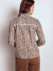 Boden Brown Helena Ruffle Neck Cotton Blouse - Image 4 of 6