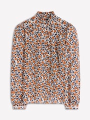 Boden Brown Helena Ruffle Neck Cotton Blouse - Image 6 of 6
