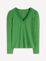 Boden Green Flora Lace V-Neck Top - Image 5 of 5