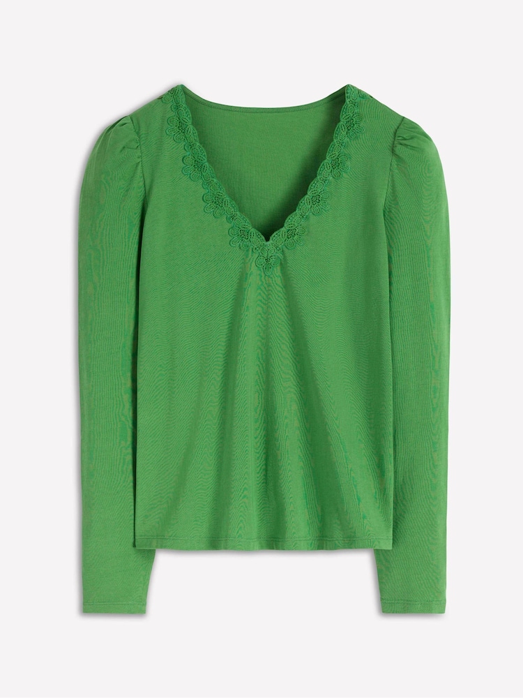 Boden Green Flora Lace V-Neck Top - Image 5 of 5 Boden Green Flora Lace V-Neck Top - Image 5 of 5