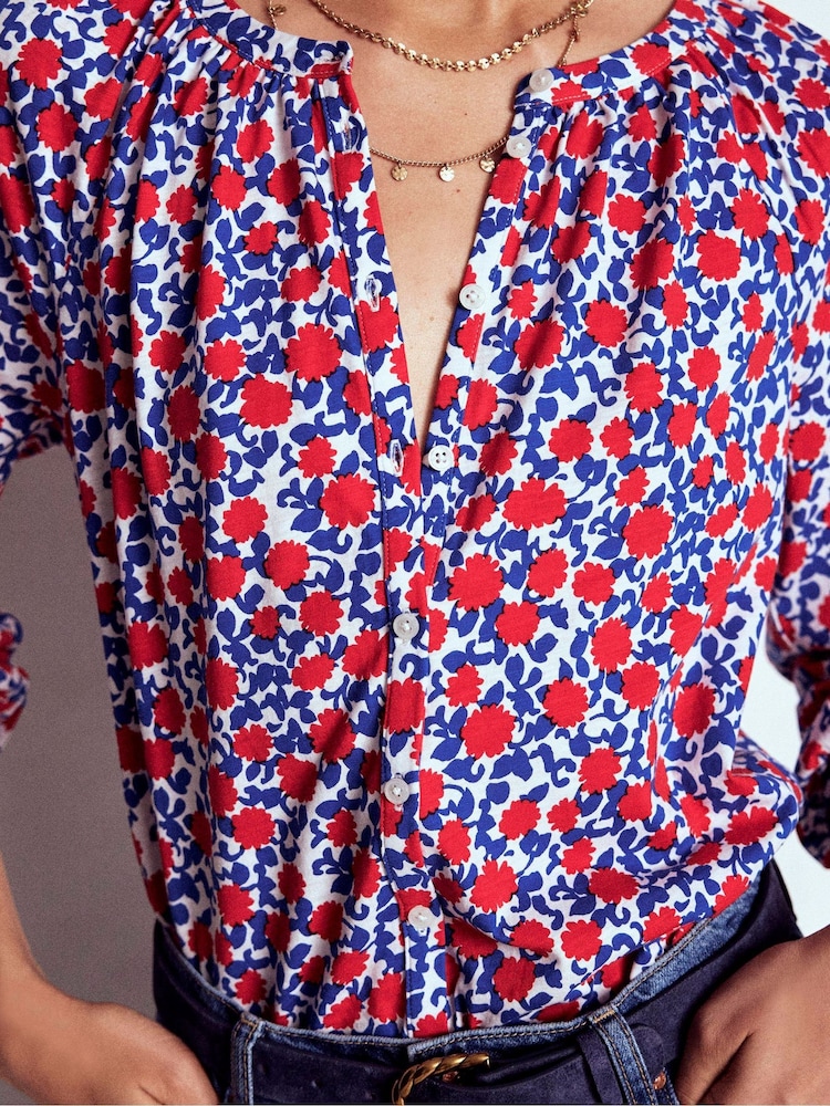 Boden Red Isla Long Sleeve Jersey Shirt - Image 2 of 6