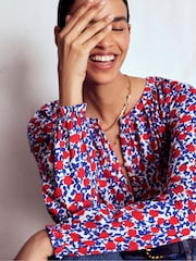 Boden Red Isla Long Sleeve Jersey Shirt - Image 5 of 6