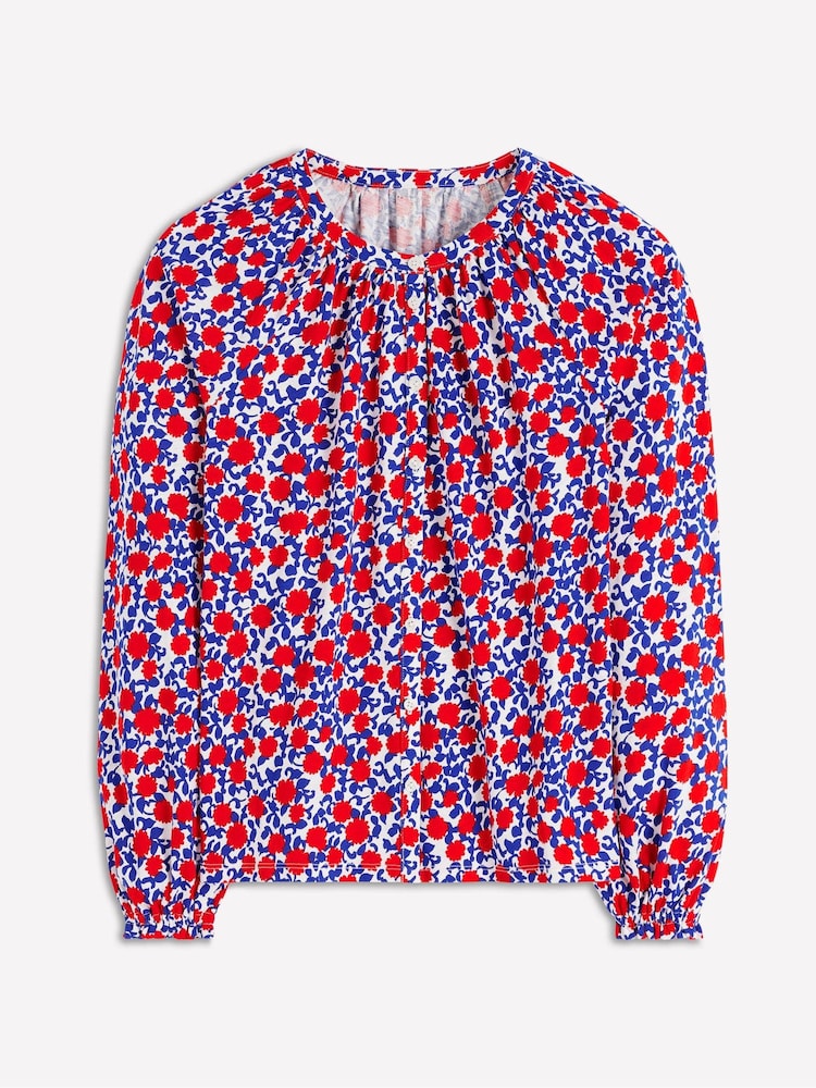 Boden Red Isla Long Sleeve Jersey Shirt - Image 6 of 6