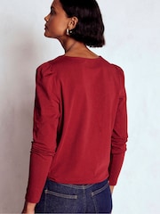 Boden Red Flora Lace V-Neck Top - Image 2 of 5