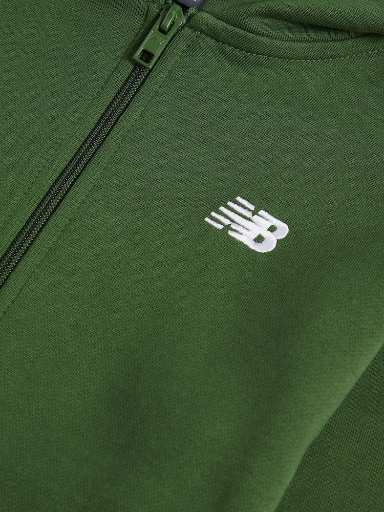 New Balance Green French Terry Small Logo Full Zip Hoodie - Image 3 of 3 New Balance Green French Terry Small Logo Full Zip Hoodie - Image 3 of 3