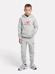 New Balance Grey Brush Back Graphic Joggers - Image 5 of 8