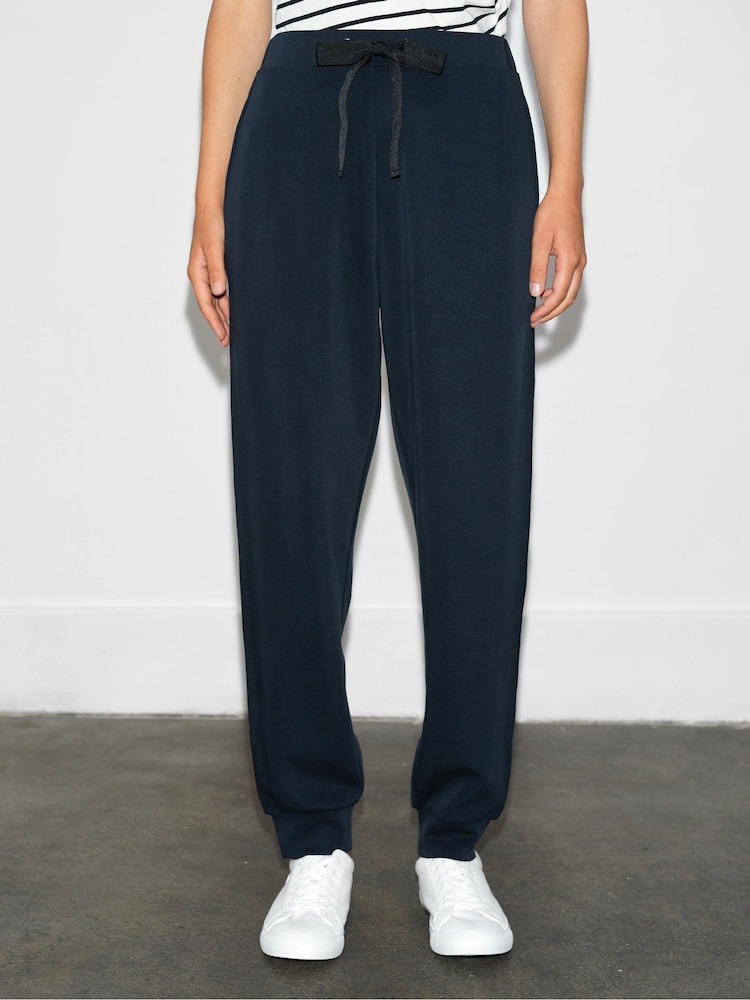 French Connection Blue Wren Side Trim Tie Waist Trousers - Image 1 of 4