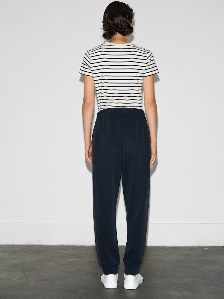 French Connection Blue Wren Side Trim Tie Waist Trousers - Image 2 of 4