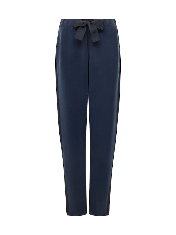 French Connection Blue Wren Side Trim Tie Waist Trousers - Image 4 of 4